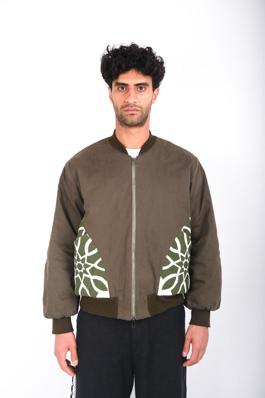 Khayamiya Applique Bomber Jacket - Khaki