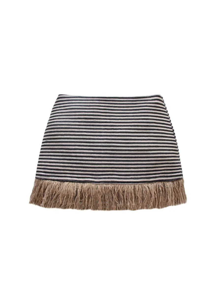 Striped Raffia Skirt