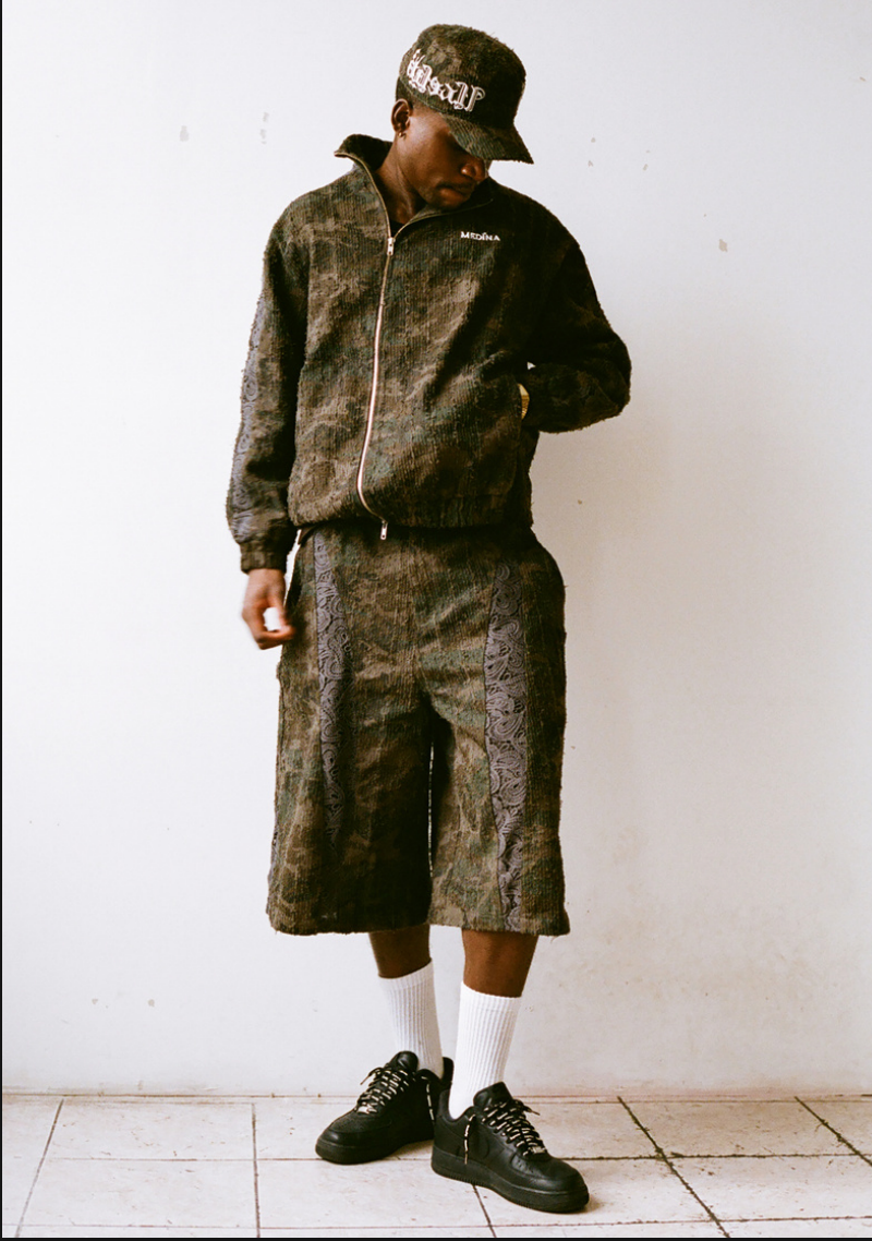 Distressed Dark Camo Asymmetric Jacket