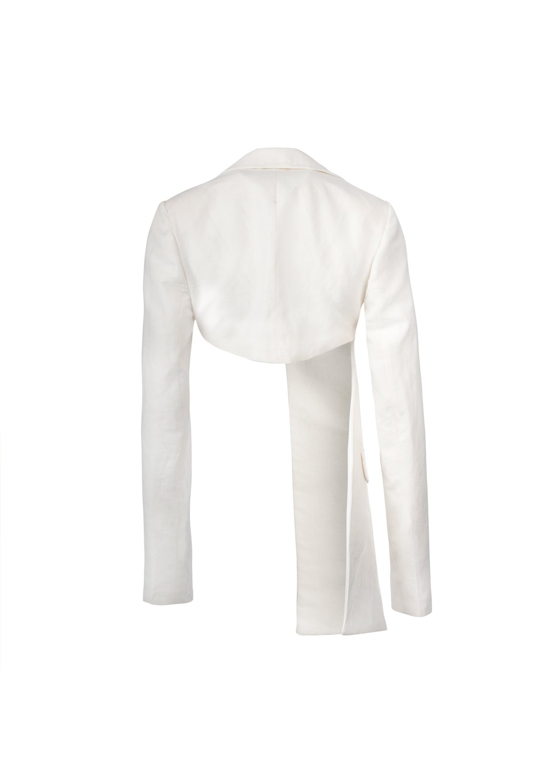 Asymmetrical White Linen Blazer