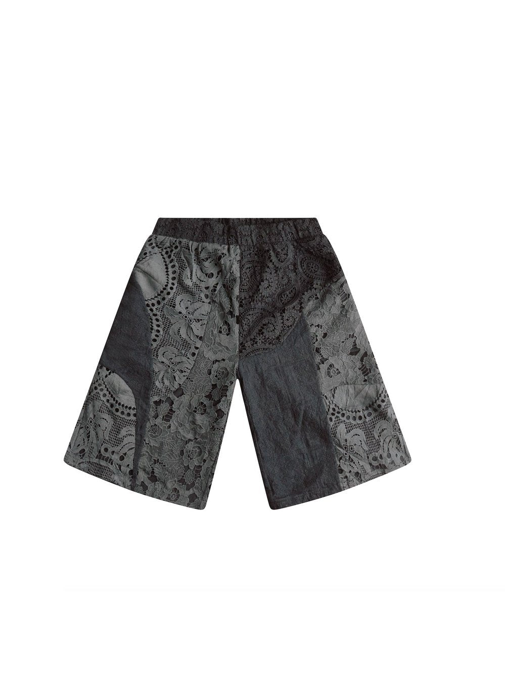 Black Patchwork Crochet Shorts