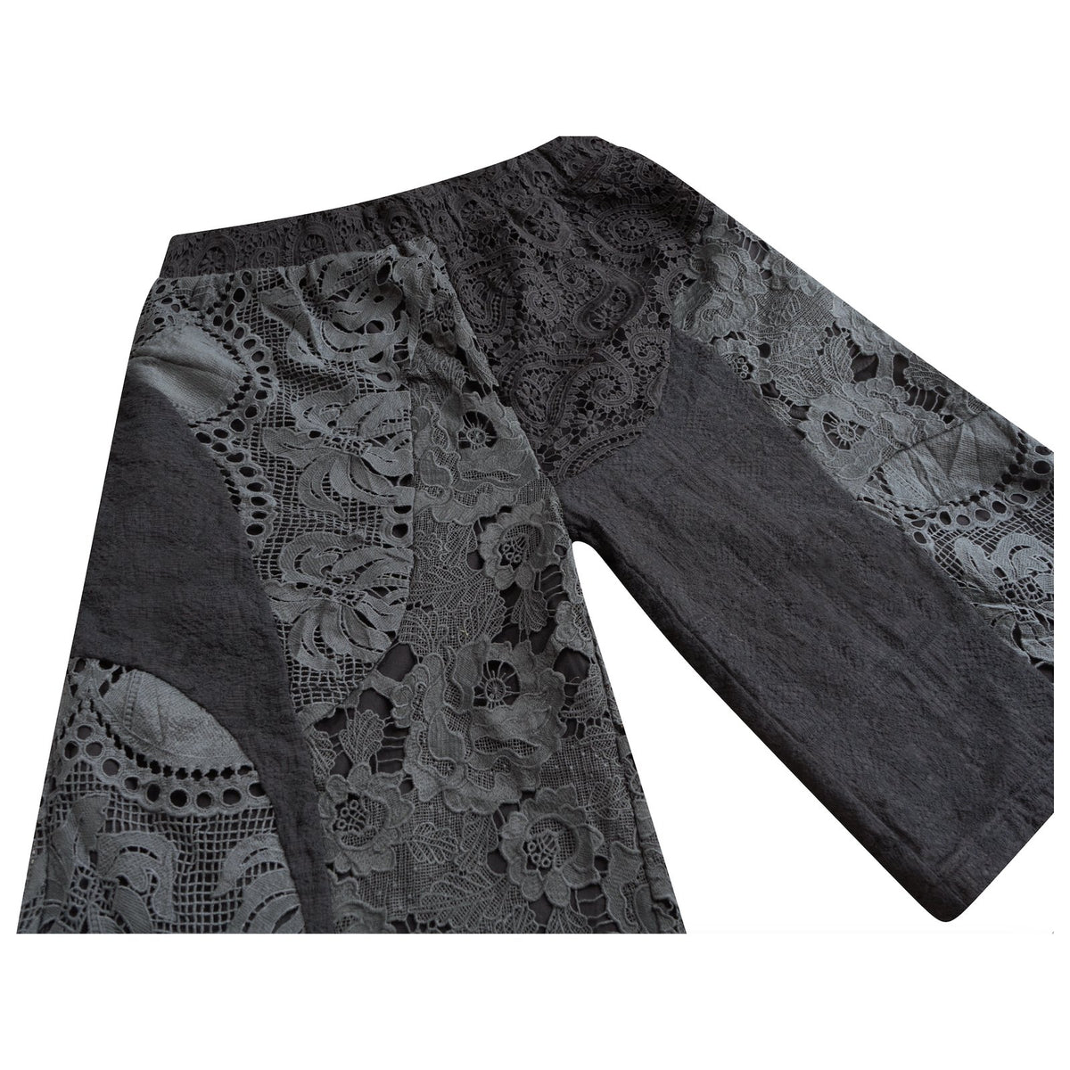 Black Patchwork Crochet Shorts