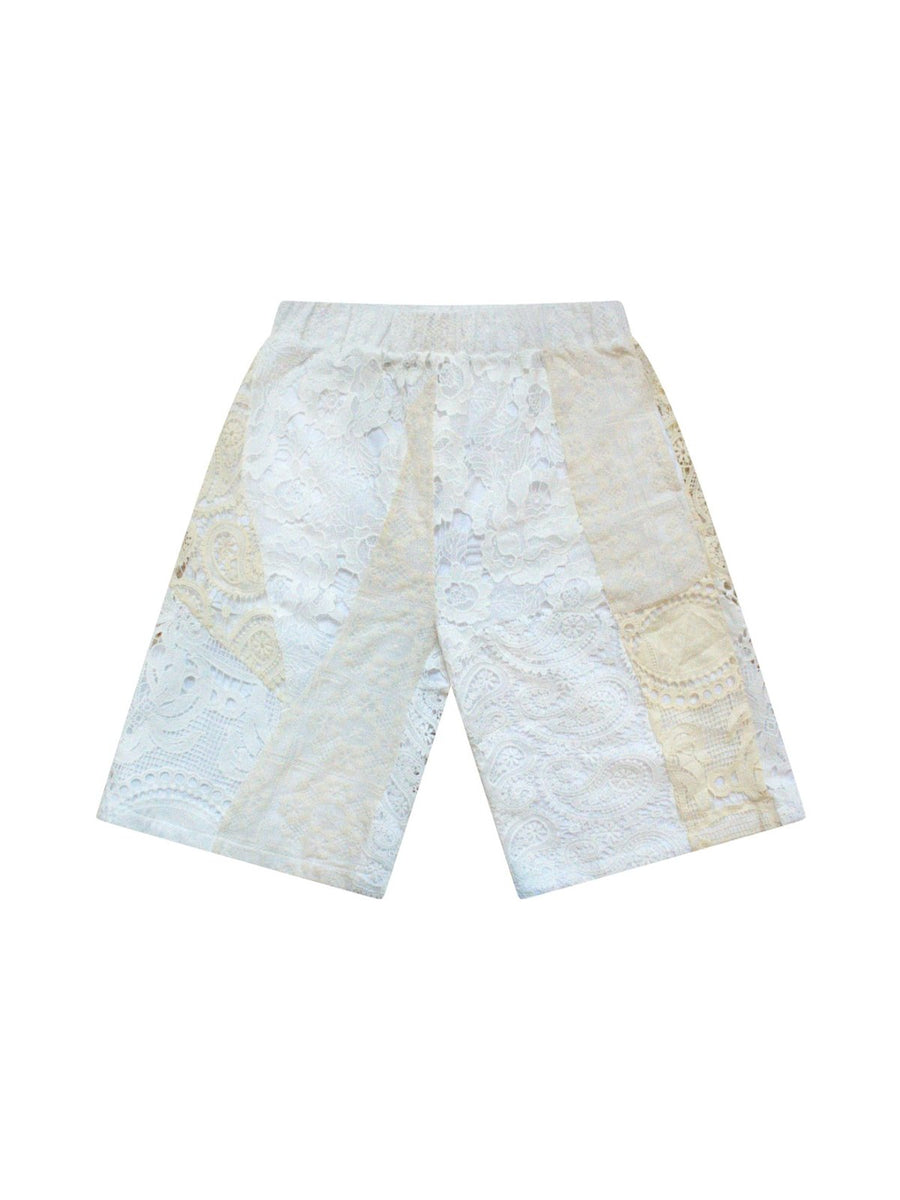 Cream Patchwork Crochet Shorts