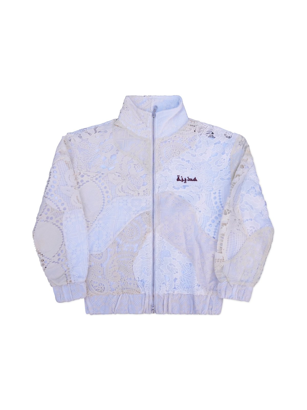 Cream Patchwork Crochet Track Jacket