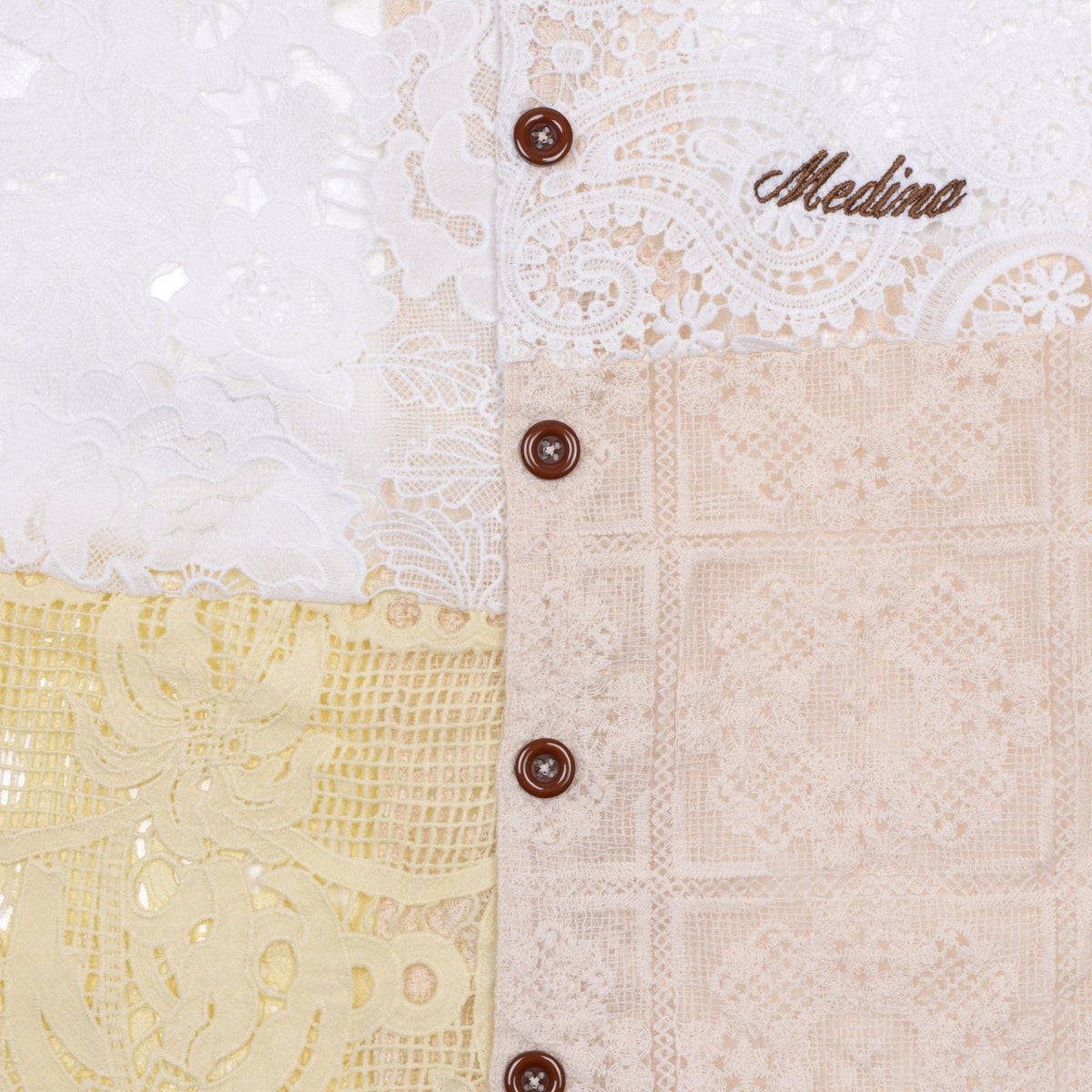 Cream Patchwork Short Sleeve Crochet Shirt
