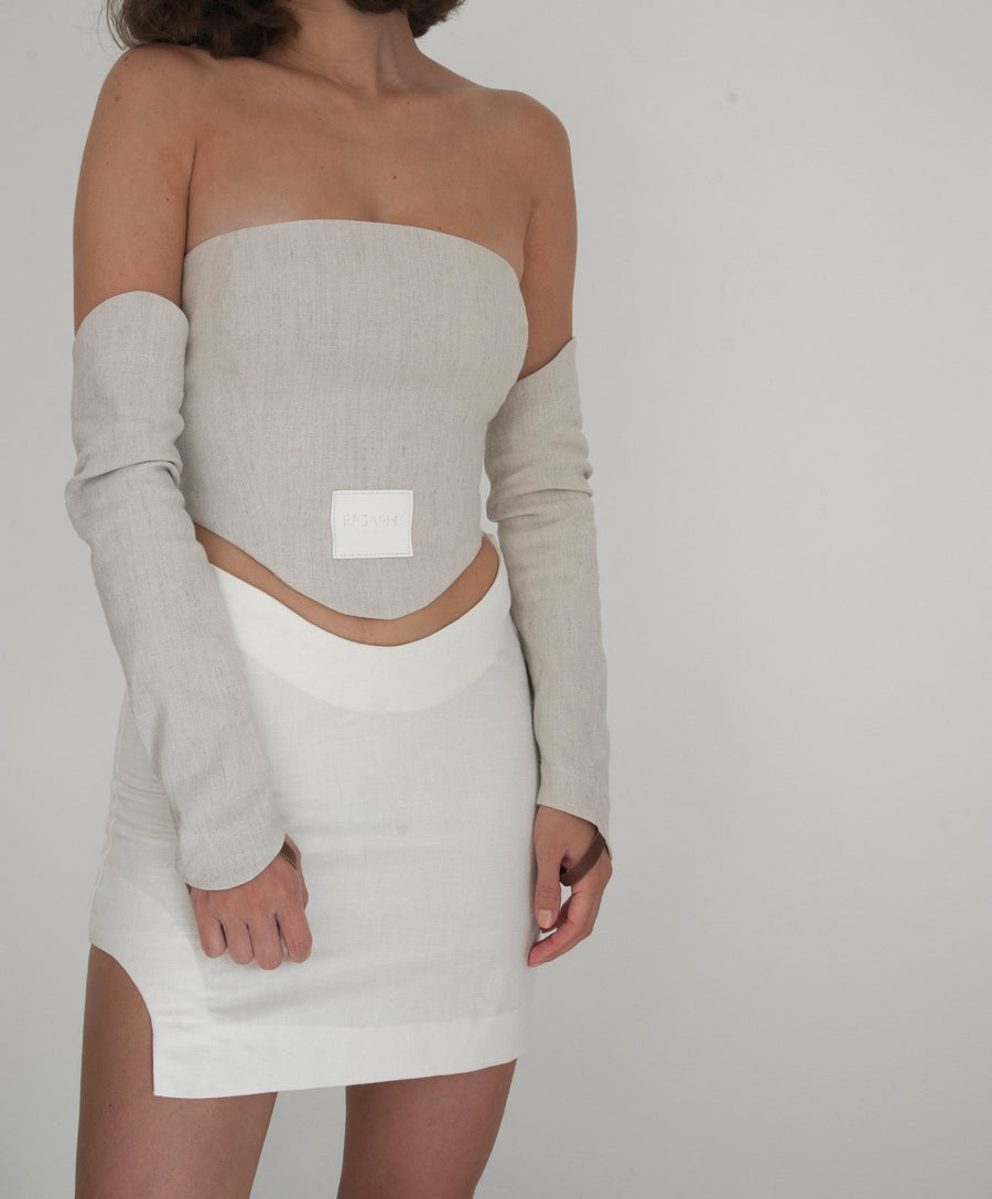 Dip Waist Mini Skirt - White