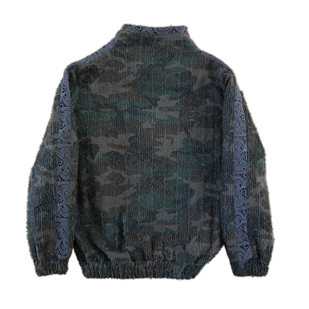 Distressed Dark Camo Asymmetric Jacket