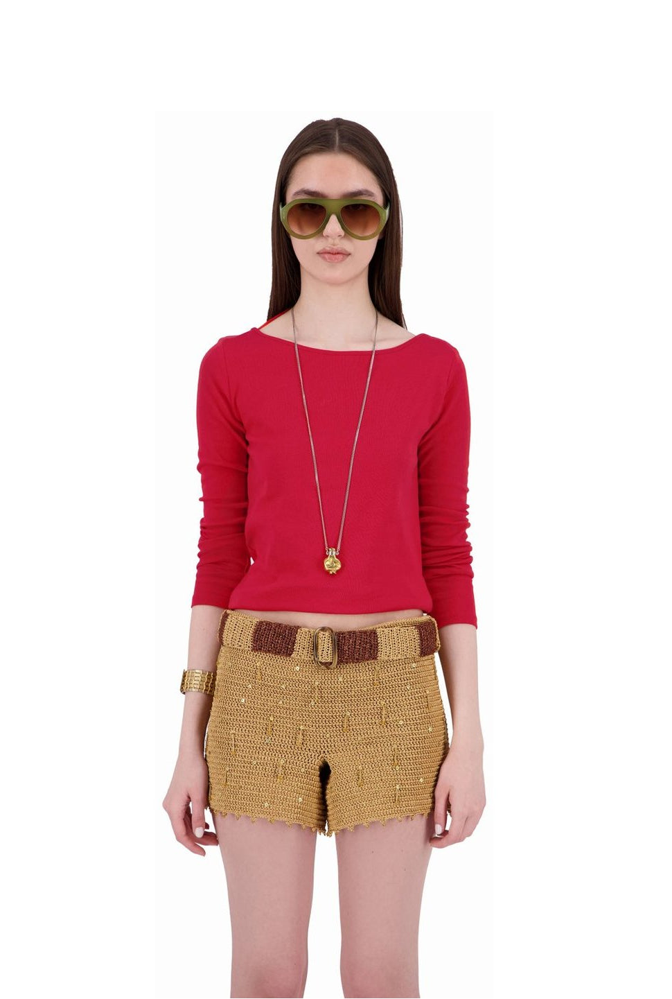 Fresca Hand-Crochet Sequined Shorts