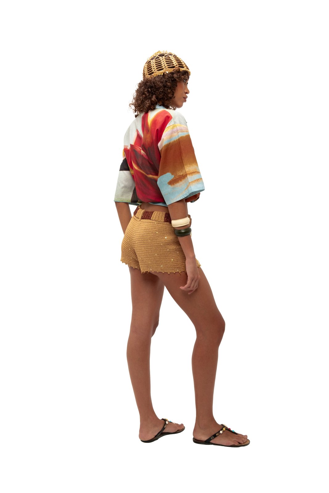 Fresca Hand-Crochet Sequined Shorts
