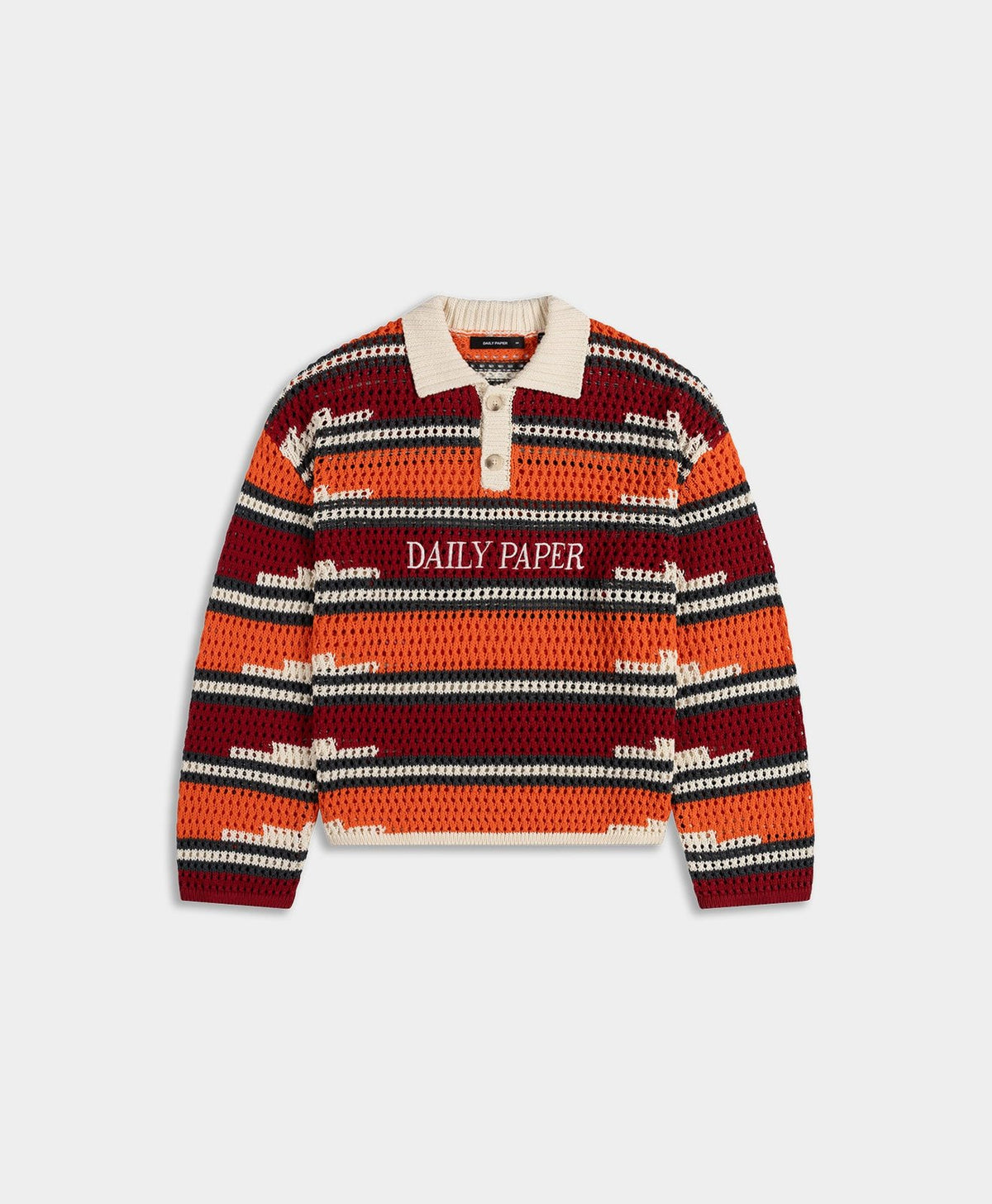Haute Red Tigerlily Kente Stripe Knit Polo