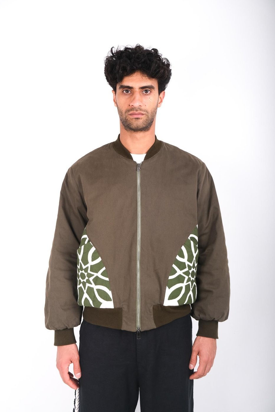 Khayamiya Applique Bomber Jacket - Khaki