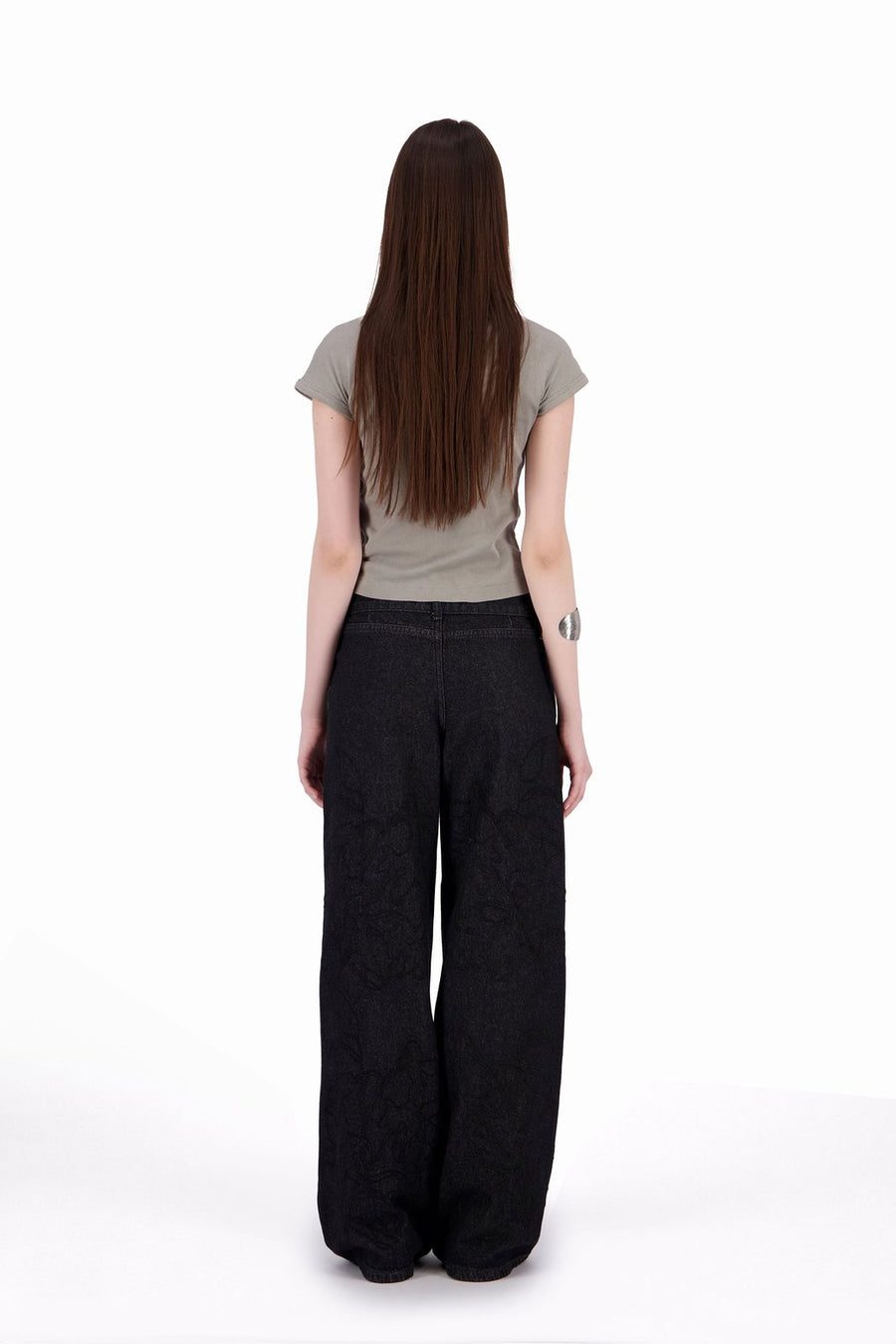 Lily Embroidered Wide-Leg Jeans with Sequins