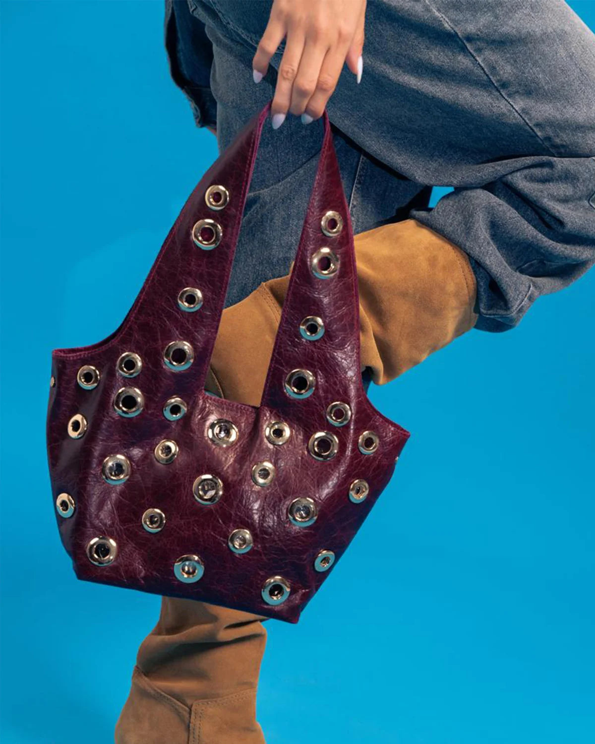 Mini Urban Stud Bag — Burgundy