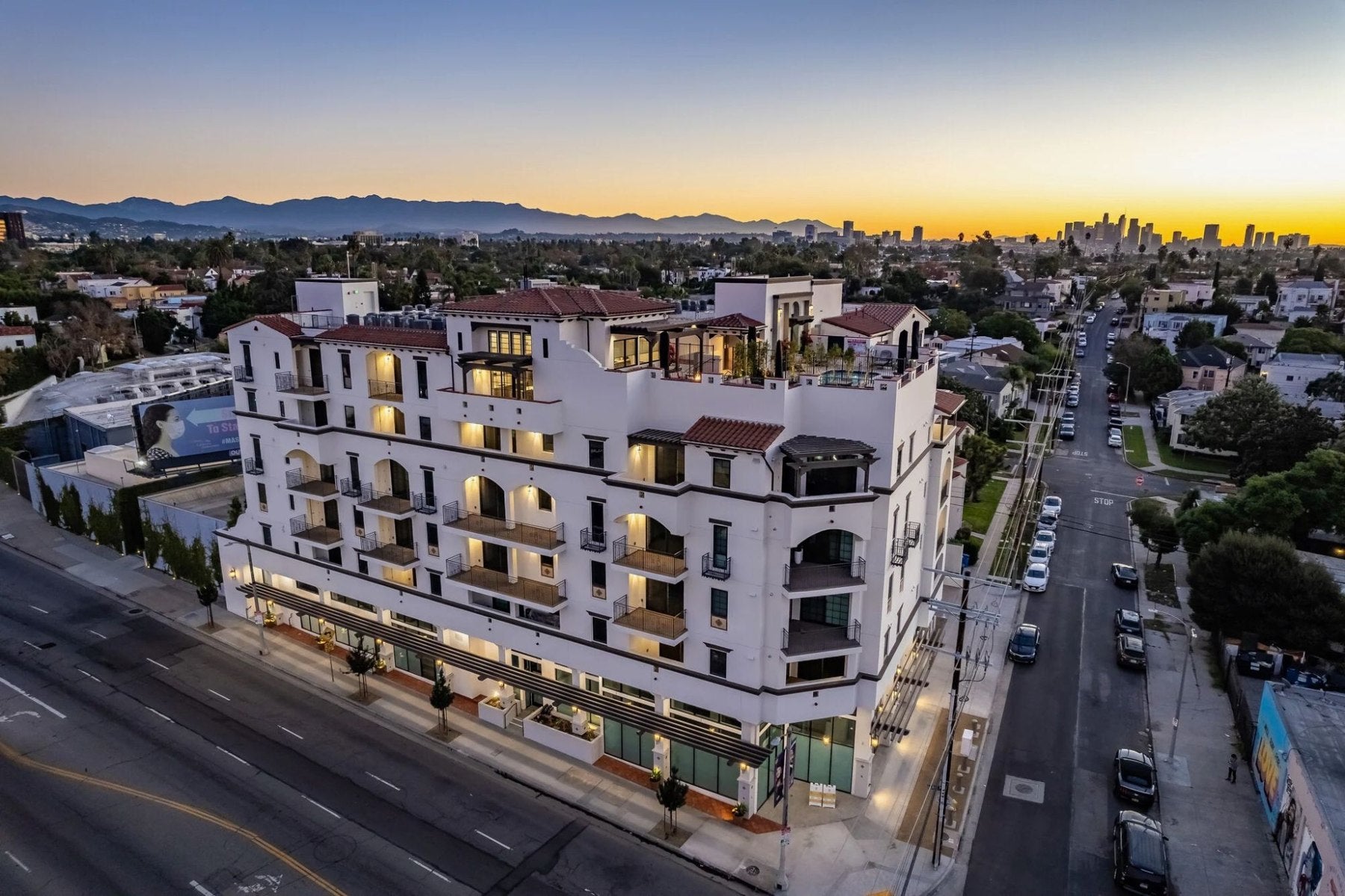 Aerial view — the corner of La Brea, Los Angeles